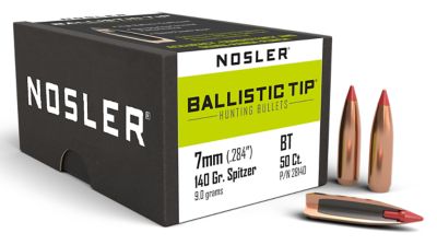 Nosler Ballistic Tip 7mm 140-Grain Spitzer Reloading Rifle Bullets, 50 Rounds