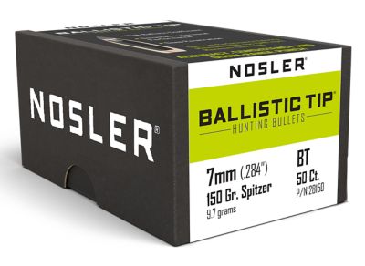 Nosler Ballistic Tip 7mm 150-Grain Spitzer Reloading Rifle Bullets, 50 Rounds