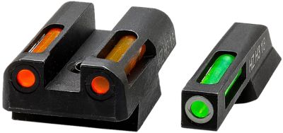 HiViz LiteWave H3 Green Tritium and White Outline with LitePipes Orange Fiber-Optic Sights, Fits CZ 75, 85, P-01