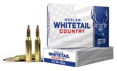 Nosler Whitetail Country .243 Win 100-Grain Rifle Ammunition, 20 Rounds