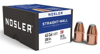 Nosler Straight Wall .458 Caliber 300-Grain Power Point Reloading Rifle Bullets, 50 Rounds