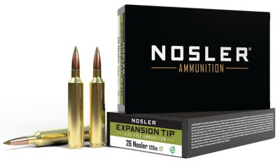 Nosler Expansion-Tip .26 Nosler 120-Grain E-Tip Lead-Free Rifle Ammunition, 20 Rounds
