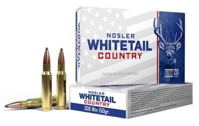 Nosler Whitetail Country .308 Win 150-Grain Rifle Ammunition, 20 Rounds