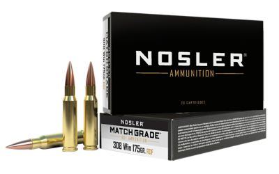 Nosler Match Grade .308 Win 175-Grain RDF Hollow Point Boat Tail Rifle Ammunition, 20 Rounds