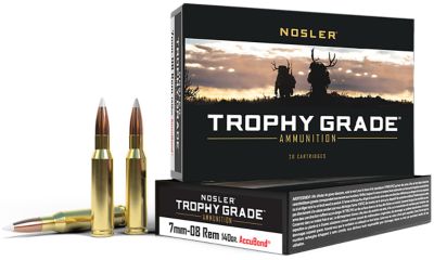 Nosler Trophy Grade 7mm-08 Remington 140-Grain Nosler AccuBond Rifle Ammunition, 20 Rounds