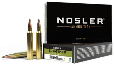 Nosler Expansion-Tip .300 Win Magnum 180-Grain E-Tip Lead-Free Rifle Ammunition, 20 Rounds