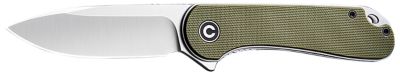 Civivi Knives 2.96 in. Elementum Folding Knife, Stain, D2 Steel Blade, 4.03 in. Green Textured G10 Handle