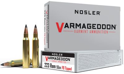 Nosler Varmageddon .223 Remington 55-Grain Flat Base Tipped Rifle Ammunition, 20 Rounds