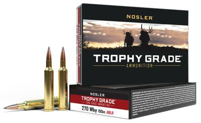 Nosler Trophy Grade .270 Weatherby Mag 150-Grain Nosler Spitzer AccuBond Long-Range Rifle Ammunition, 20 Rounds