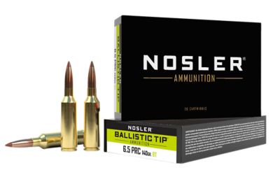 Nosler Ballistic Tip 6.5 PRC 140-Grain Spitzer Boat Tail Rifle Ammunition, 20 Rounds