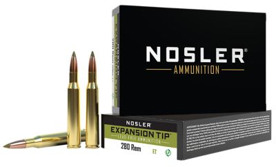 Nosler Expansion-Tip .280 Remington 140-Grain E-Tip Lead-Free Rifle Ammunition, 20 Rounds