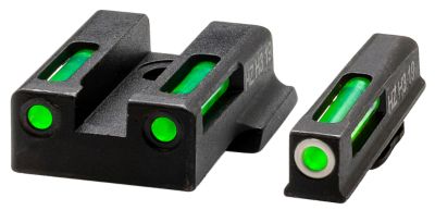 HiViz LiteWave H3 Green Tritium White Outline Front and Green Fiber-Optic Rear Sights, Fits S&W EZ380