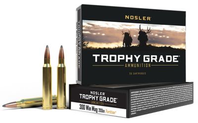 Nosler Trophy Grade .300 Win Magnum 200-Grain Nosler Spitzer Partition Rifle Ammunition, 20 Rounds