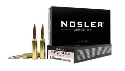 Nosler Match Grade 6.5 Creedmoor 140-Grain Custom Competition Hollow Point Boat Tail Rifle Ammunition, 20 Rounds