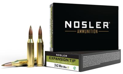 Nosler Expansion-Tip .243 Win 90-Grain E-Tip Lead-Free Rifle Ammunition, 20 Rounds