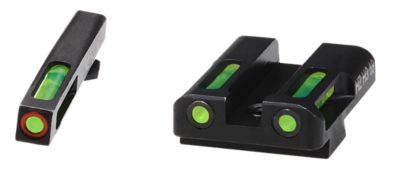 HiViz LiteWave H3 Green Tritium Orange Outline Front and Green Fiber-Optic Rear Sights, Fits Glock