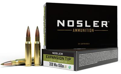 Nosler Expansion-Tip .308 Win 150-Grain E-Tip Lead-Free Rifle Ammunition, 20 Rounds