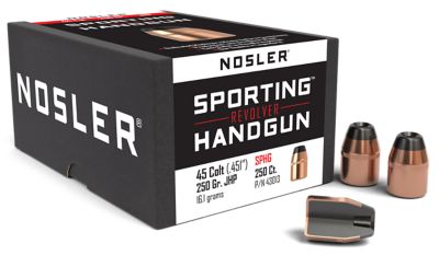 Nosler Sporting .45 Caliber 250-Grain Jacketed Hollow Point Reloading Handgun Bullets, 100 Rounds