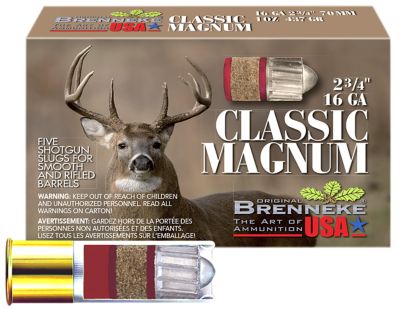 Brenneke 16-Gauge Classic Magnum Shotgun Slugs, 2.75 in., 1 oz., 5 Rounds