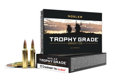 Nosler Trophy Grade .22 Creedmoor 70-Grain AccuBond Rifle Ammunition, 20 Rounds