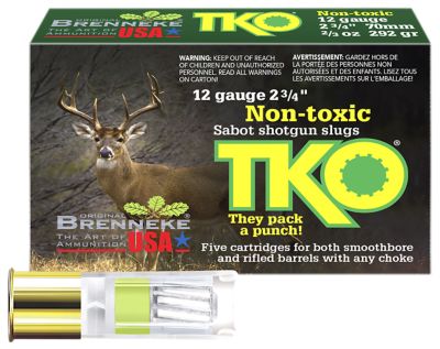 Brenneke 12-Gauge TKO Shotgun Slugs, 2.75 in., 2/3 oz., 5 Rounds