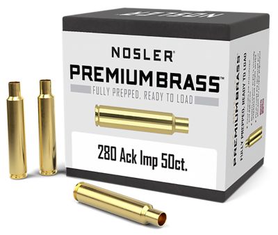 Nosler .280 Ackley Improved Premium Brass Unprimed Rifle Cases, 50 Rounds