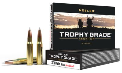 Nosler Trophy Grade .308 Win 165-Grain Nosler AccuBond Rifle Ammunition, 20 Rounds