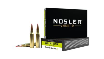 Nosler Ballistic Tip 7mm-08 Remington 140-Grain Spitzer Ballistic Tip Rifle Ammunition, 20 Rounds