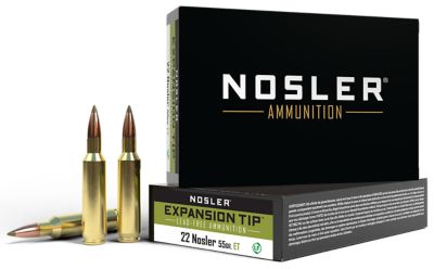 Nosler Expansion-Tip .22 Nosler 55-Grain E-Tip Lead-Free Rifle Ammunition, 20 Rounds