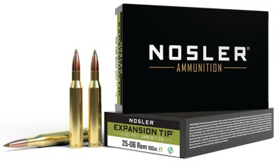 Nosler Expansion-Tip .25-06 Remington 100-Grain E-Tip Lead-Free Rifle Ammunition, 20 Rounds