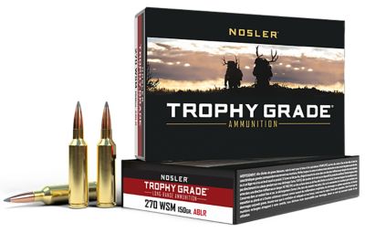 Nosler Trophy Grade .270 Win Short Mag 150-Grain Nosler Spitzer AccuBond Long-Range Rifle Ammunition, 20 Rounds