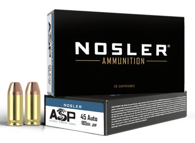Nosler Assured Stopping Power .45 ACP 185-Grain Jacketed Hollow Point Handgun Ammunition, 50 Rounds