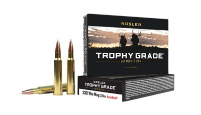 Nosler Trophy Grade .338 Win Magnum 225-Grain Nosler AccuBond Rifle Ammunition, 20 Rounds