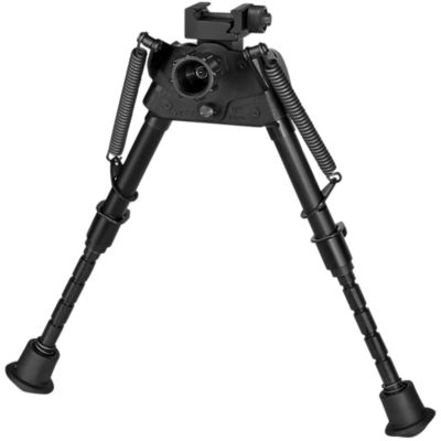 Harris Bipods 6 to 9 in. Steel/Aluminum Swivel BR Picatinny Bipod with Notched Legs and Rubber Feet, Black