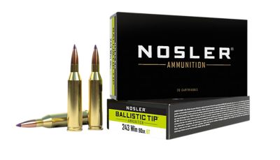 Nosler Ballistic Tip .243 Win 90-Grain Spitzer Ballistic Tip Rifle Ammunition, 20 Rounds