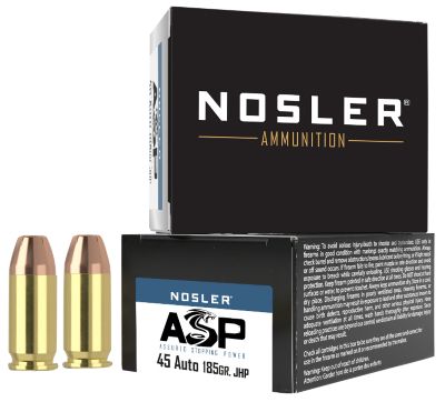 Nosler Assured Stopping Power .45 ACP 185-Grain Jacketed Hollow Point Handgun Ammunition, 20 Rounds