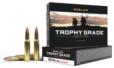 Nosler Trophy Grade .308 Win 150-Grain Nosler AccuBond Rifle Ammunition, 20 Rounds