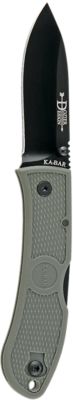 Ka-Bar 3 in. Dozier Hunter Drop Point Folding Knife, Plain Japanese AUS-8A SS Blade. Zytel Foliage Green Handle