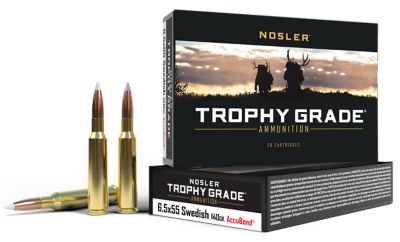 Nosler Trophy Grade 6.5x55mm Swedish 140-Grain Nosler AccuBond Rifle Ammunition, 20 Rounds