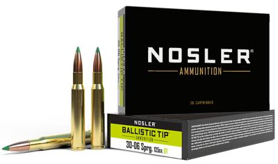Nosler Ballistic Tip .30-06 Springfield 125-Grain Spitzer Ballistic Tip Rifle Ammunition, 20 Rounds