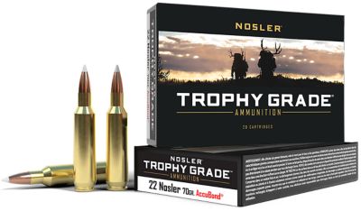 Nosler Trophy Grade .22 Nosler 70-Grain Nosler AccuBond Rifle Ammunition, 20 Rounds