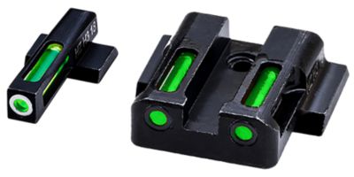 HiViz LiteWave H3 Green Tritium White Outline Front and Green Fiber-Optic Rear Sights, Fits S&W Shield