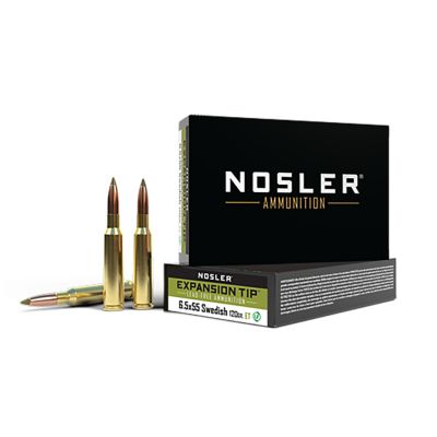 Nosler 6.5x55mm Swedish 120-Grain Expansion Tip Rifle Ammunition, 20 Rounds