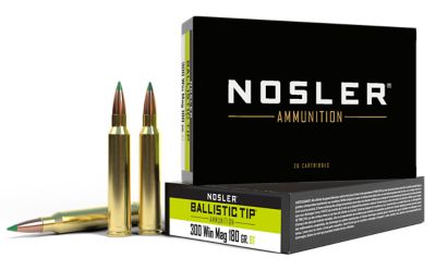 Nosler Ballistic Tip .300 Win Magnum 180-Grain Spitzer Ballistic Tip Rifle Ammunition, 20 Rounds