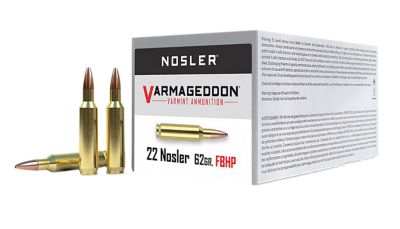 Nosler Varmageddon .22 Nosler 62-Grain Flat Base Hollow Point Rifle Ammunition, 50 Rounds