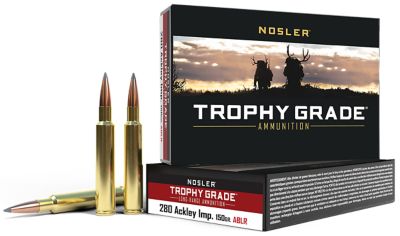 Nosler Trophy Grade .280 Ackley Improved 150-Grain Nosler Spitzer AccuBond Long-Range Rifle Ammunition, 20 Rounds