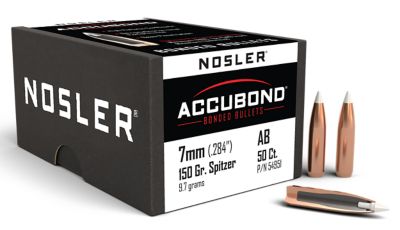Nosler AccuBond 7mm 150-Grain Spitzer Point Reloading Rifle Bullets, 50 Rounds