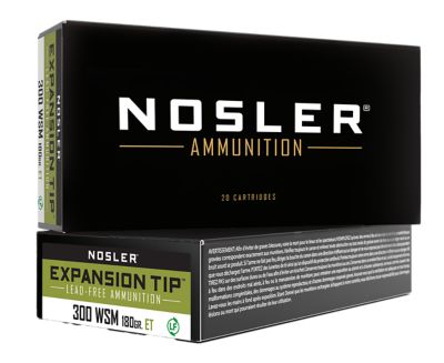 Nosler Expansion-Tip .300 Win Short Mag 180-Grain E-Tip Lead-Free Rifle Ammunition, 20 Rounds