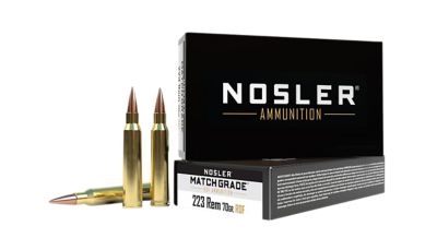 Nosler Match Grade .223 Remington 70-Grain RDF Hollow Point Boat Tail Rifle Ammunition, 20 Rounds