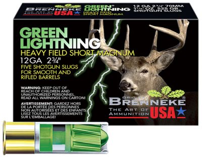 Brenneke 12-Gauge Green Lightning Heavy Field Shotgun Slugs, 2.75 in., 1-1/4 oz., 5 Rounds